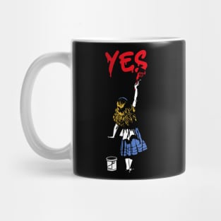 yes ll girls with red paint Mug